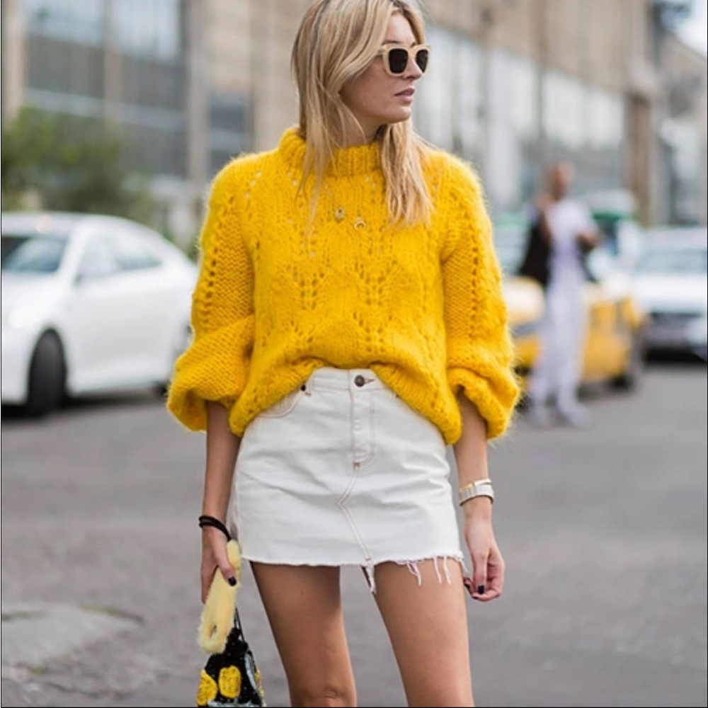 Ganni Julliard Mohair Sweater in Lemon size XS (fits like small)